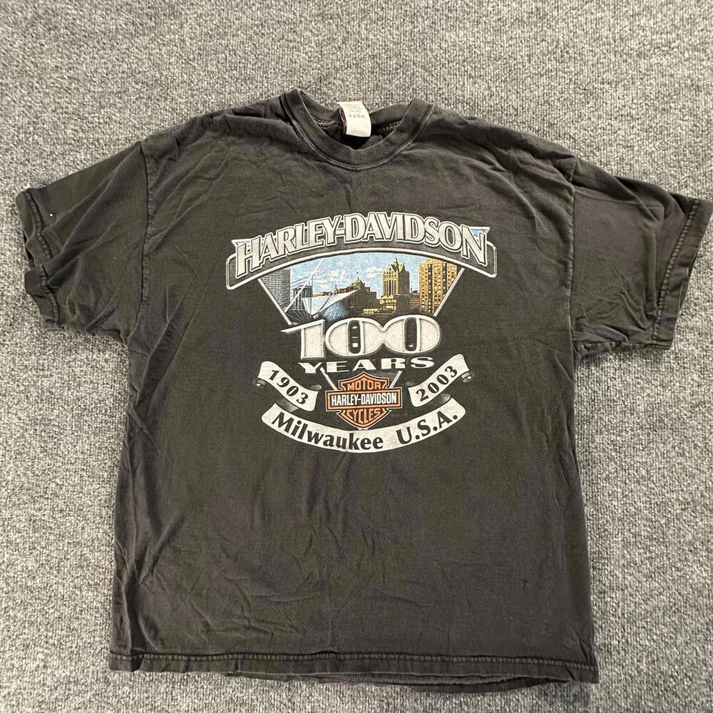Harley-Davidson 100‎ Years Commemorative Black T-Shirt XL #519